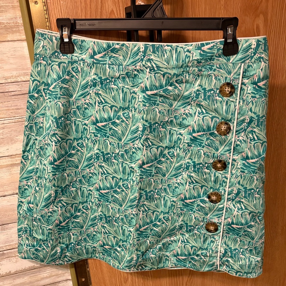 Lauren James Leafy Green Mini Skirt w scalloped bottom